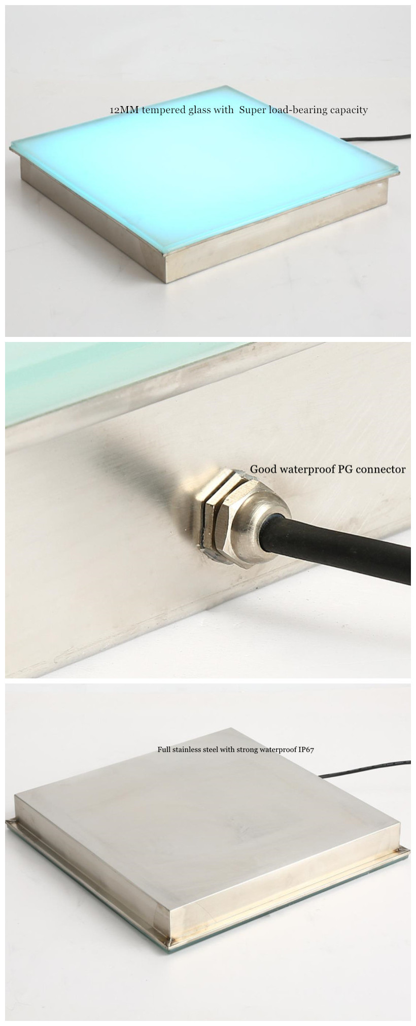 Decorative IP67 Color Changing square 300MM Skidproof Recessed Ground Street Floor Paver 10W Led  Brick Weight Light for Road