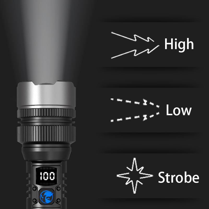 Long Distance 1000 Meter Flash Type C Rechargeable LED Tactical Flashlight FSH300picture5