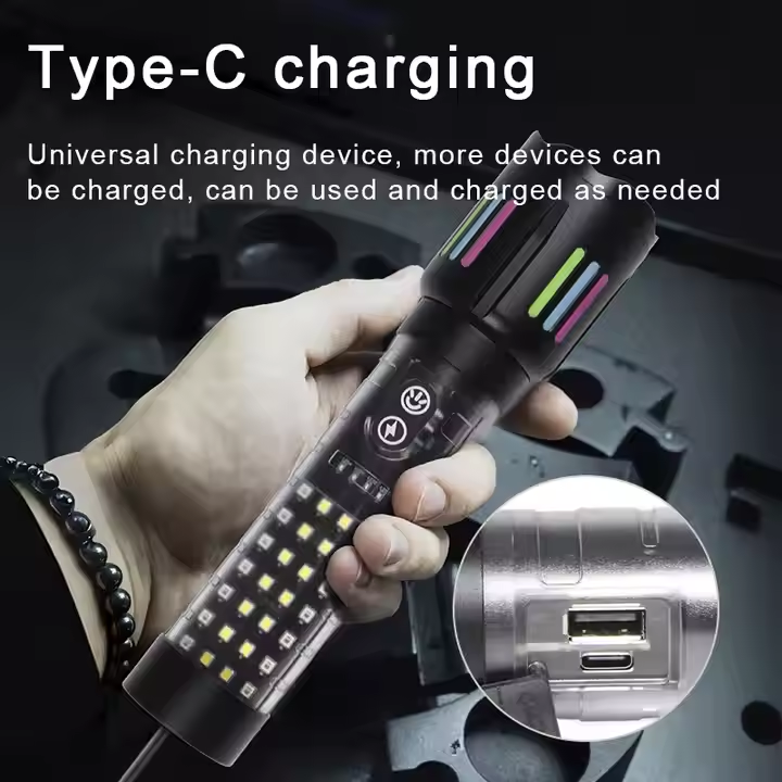 Portable Rechargeable Aluminium Black LED Flashlight FSH290picture3