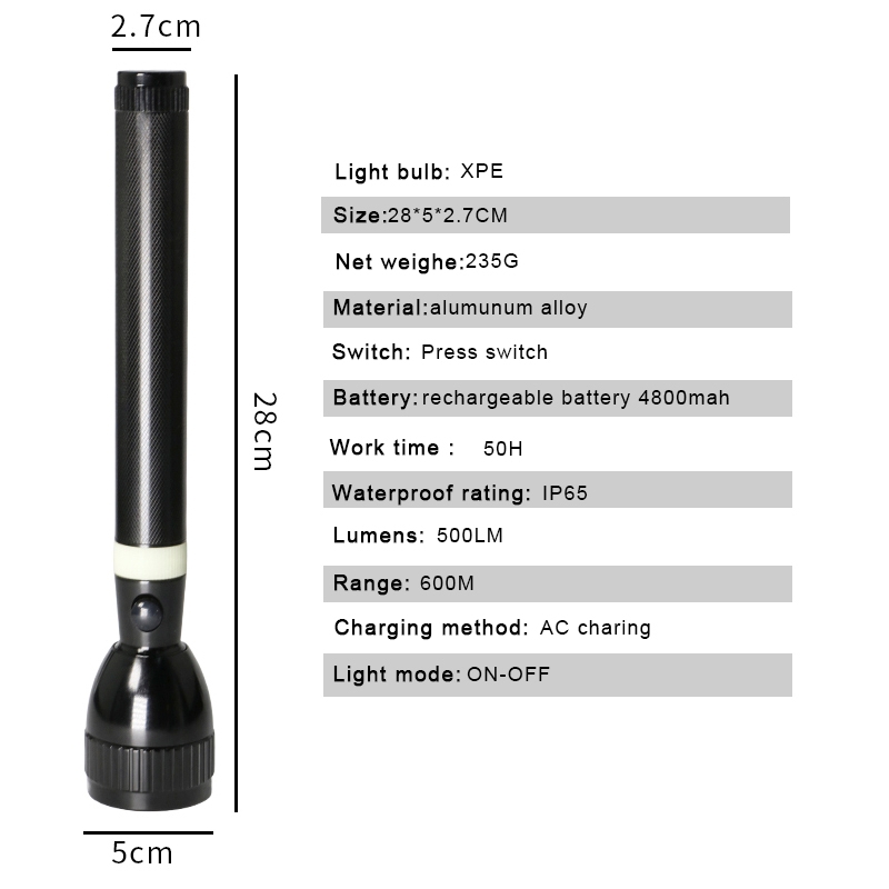 Aluminum Long Range Style Powerful XPE Rechargeable Tactical LED Flashlight FSH260picture3