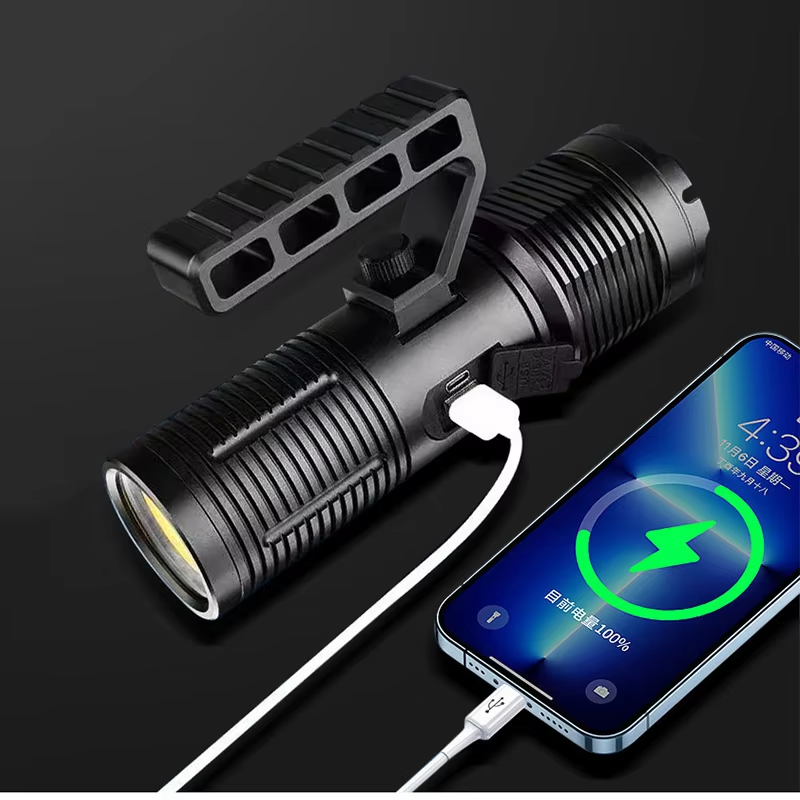 Zoom 50W LED+COB Search Light Power Display Type-C Charging Flashlight FSH200picture2
