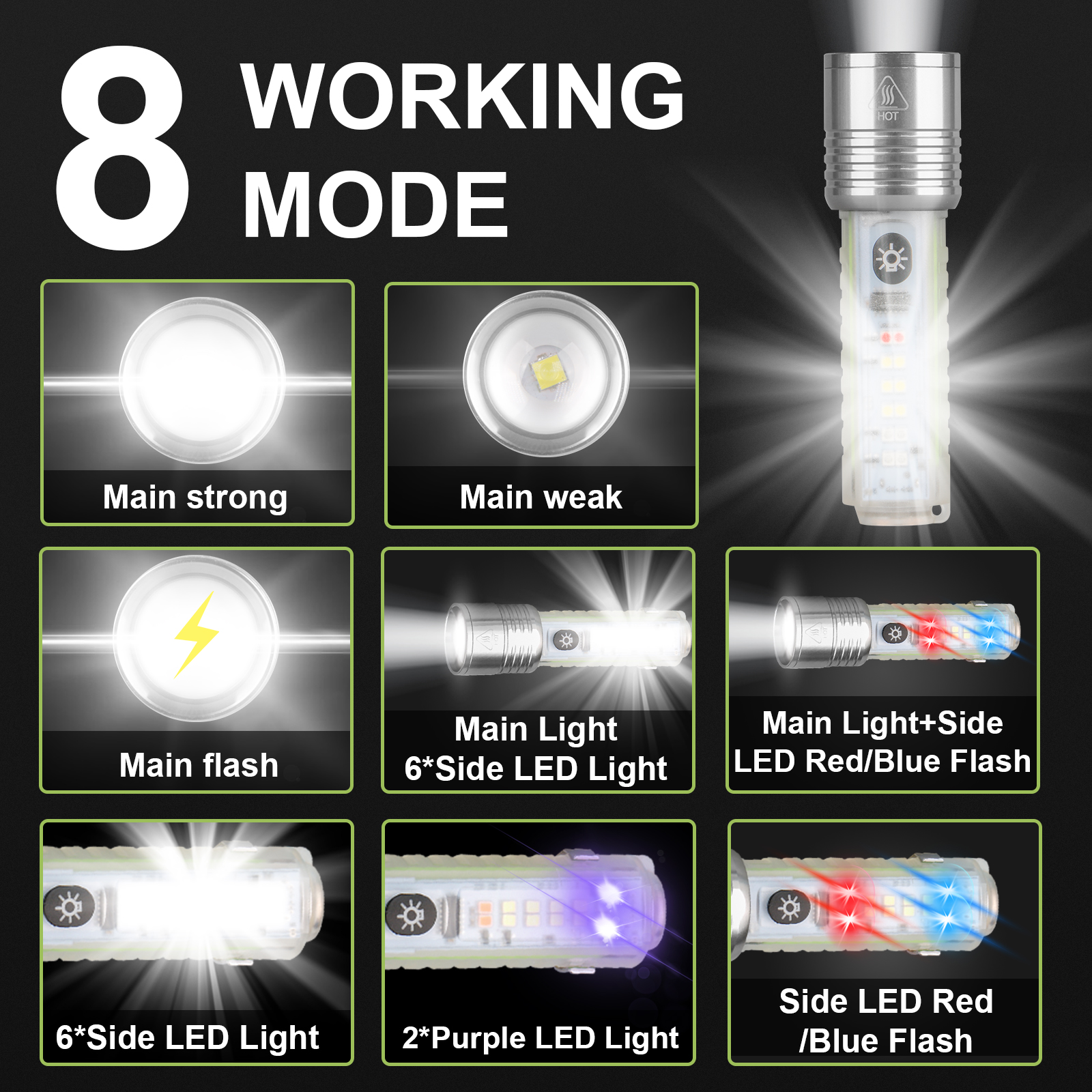 USB Rechargeable LED Zoomable Flashlight with Magnetic FSH520picture2