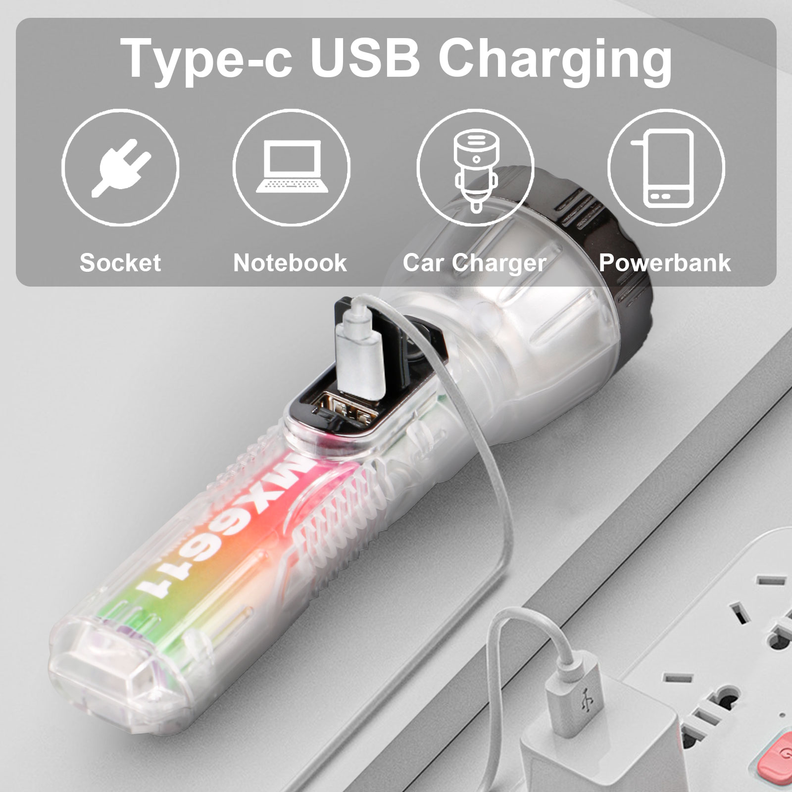 Multifunctional USB Rechargeable LED Torch Flashlight FSH540picture4