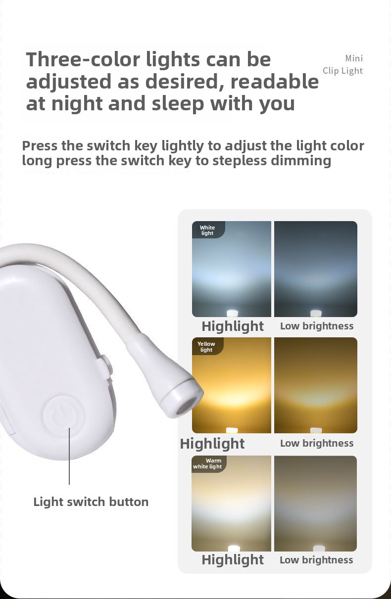 Guangli USB Rechargeable Mini Energy-saving LED Book Light