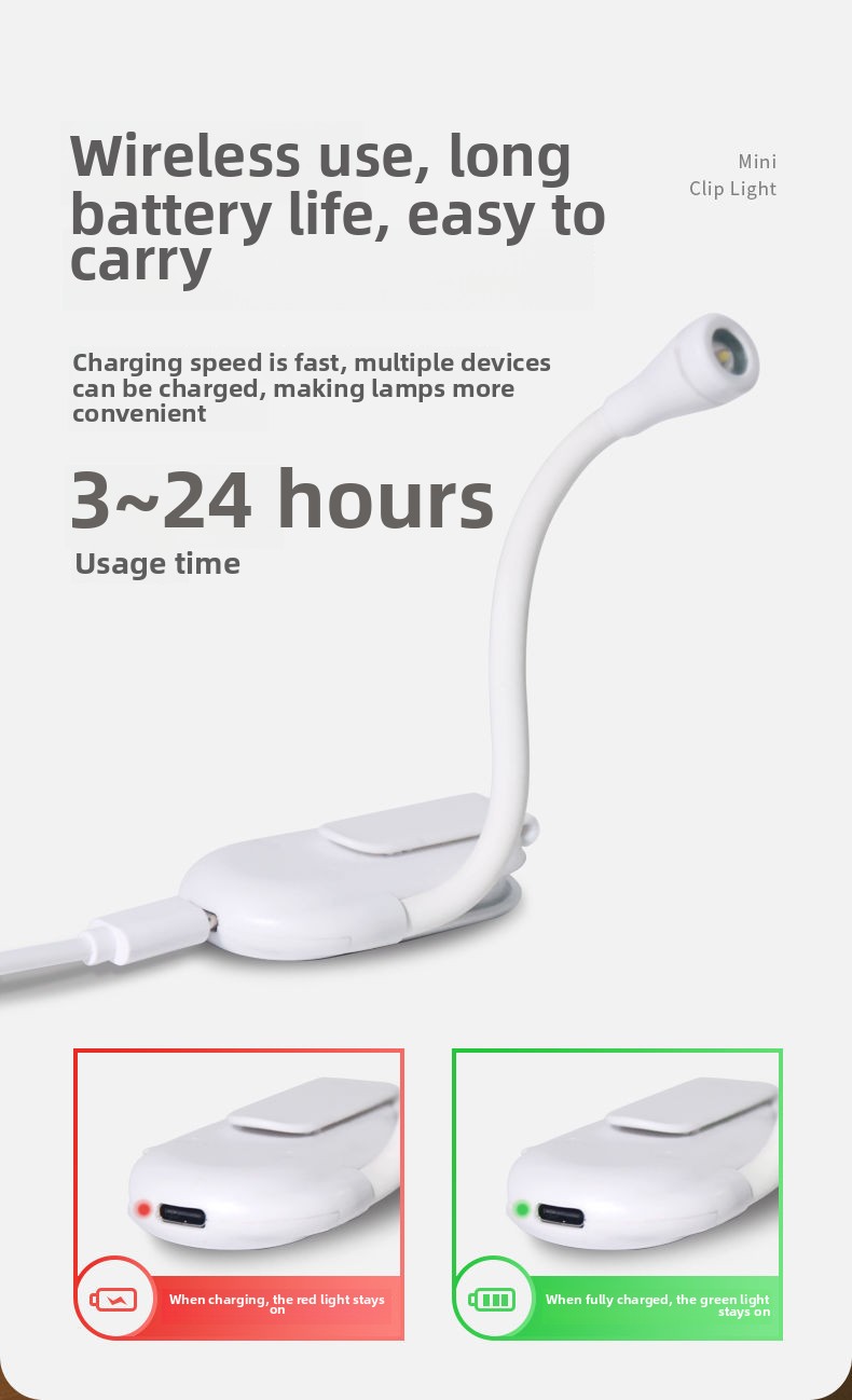 Guangli USB Rechargeable Mini Energy-saving LED Book Light