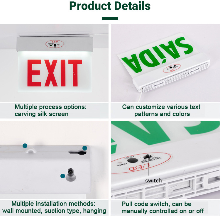 Rechargeable Red Exit Signs LED Fire Emergency Exit Light EXL140picture2