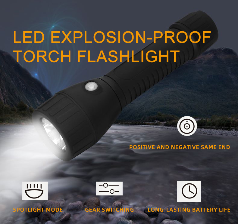 Portable High Beam LED Explosion-Proof Torch Flashlight PC Housing Search Light