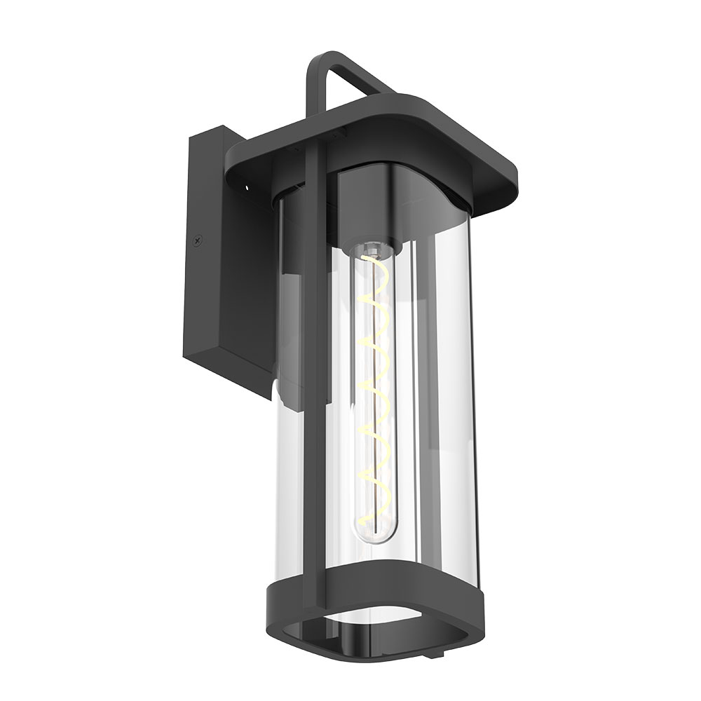 120V Durable Iron+Glass Matte Black IP65 Outdoor Wall Light WL4530
