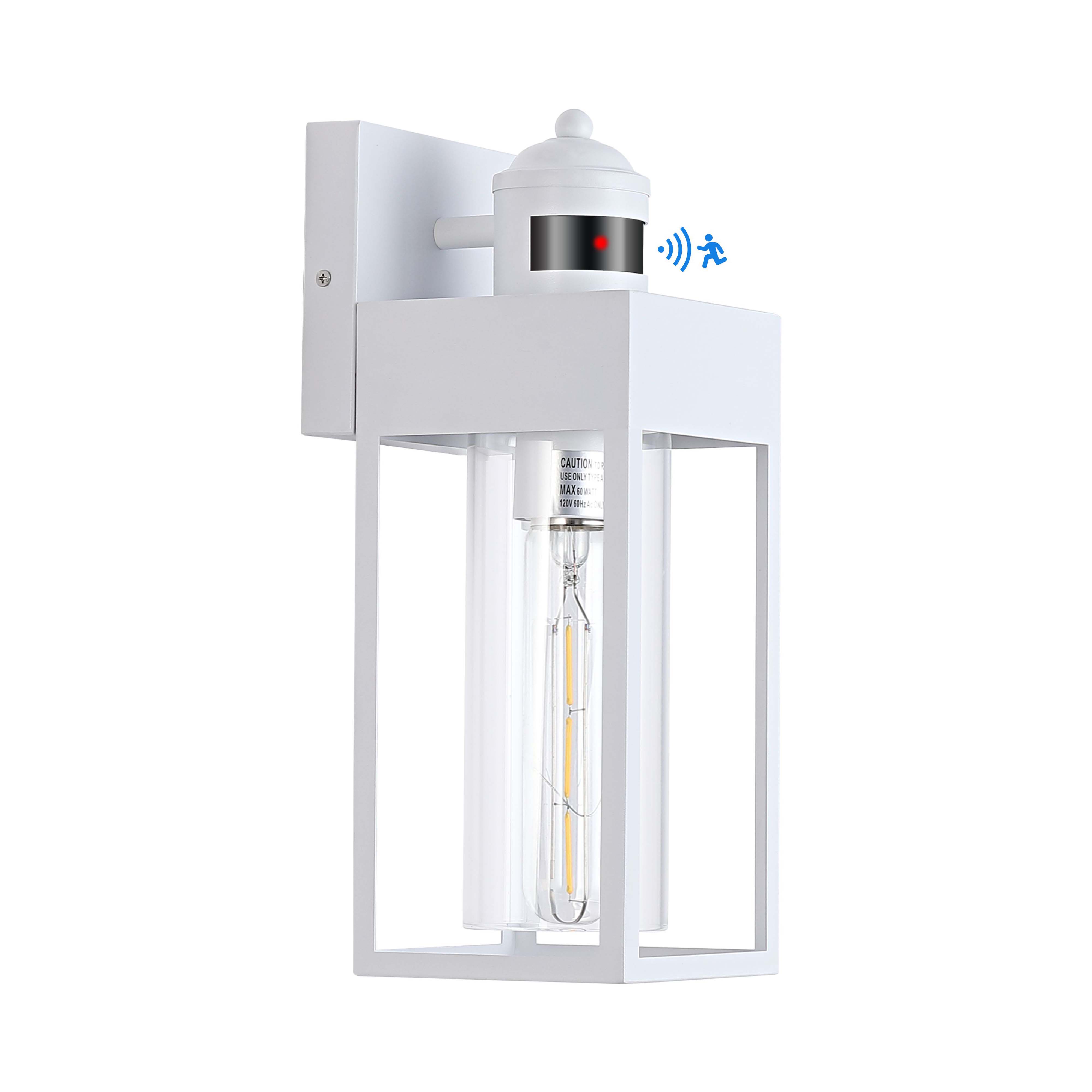 Dust to Dawn Matt White Modern Square IP65 Waterproof Motion Sensor Wall Lamp WL4550