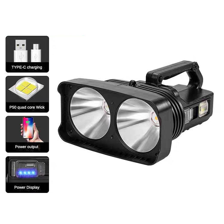 Portable 2000lm Rechargeable Handheld Dual Head LED Searchlight FSH690