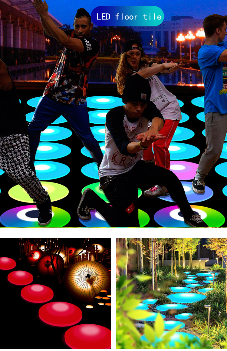 Outdoor Indoor Portable Floor Panels Color Changing Interactive Touch Led Stage Lighting Round Dance Floor for Sale