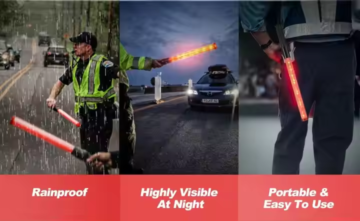 Red Yellow Blue Green LED Flashing Baton Traffic Wand TRB120picture6