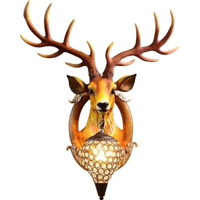 Nordic Living Room Background Wall Bed Deer Head Modern Wall Lamp WL4660