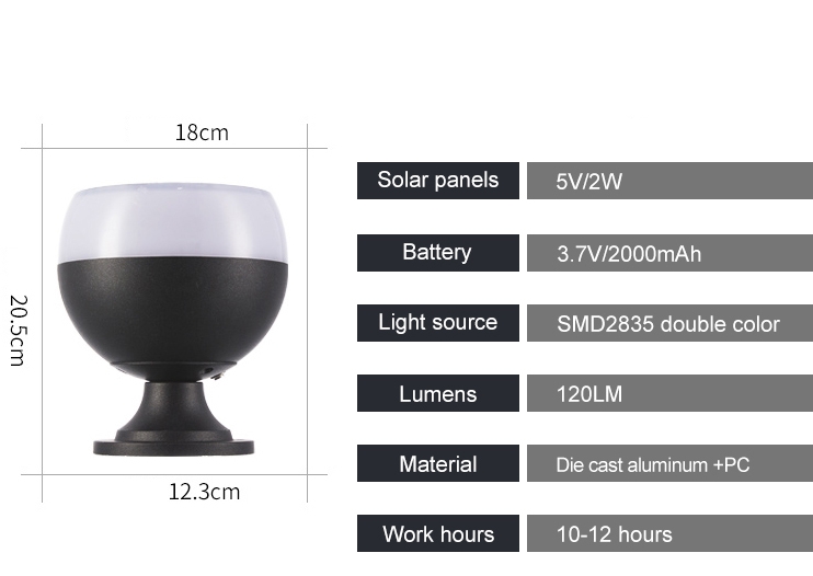 Yunduo Solar Gate Pillar Lights Post Main Gate Lamp Modern Outdoor Pillar Light