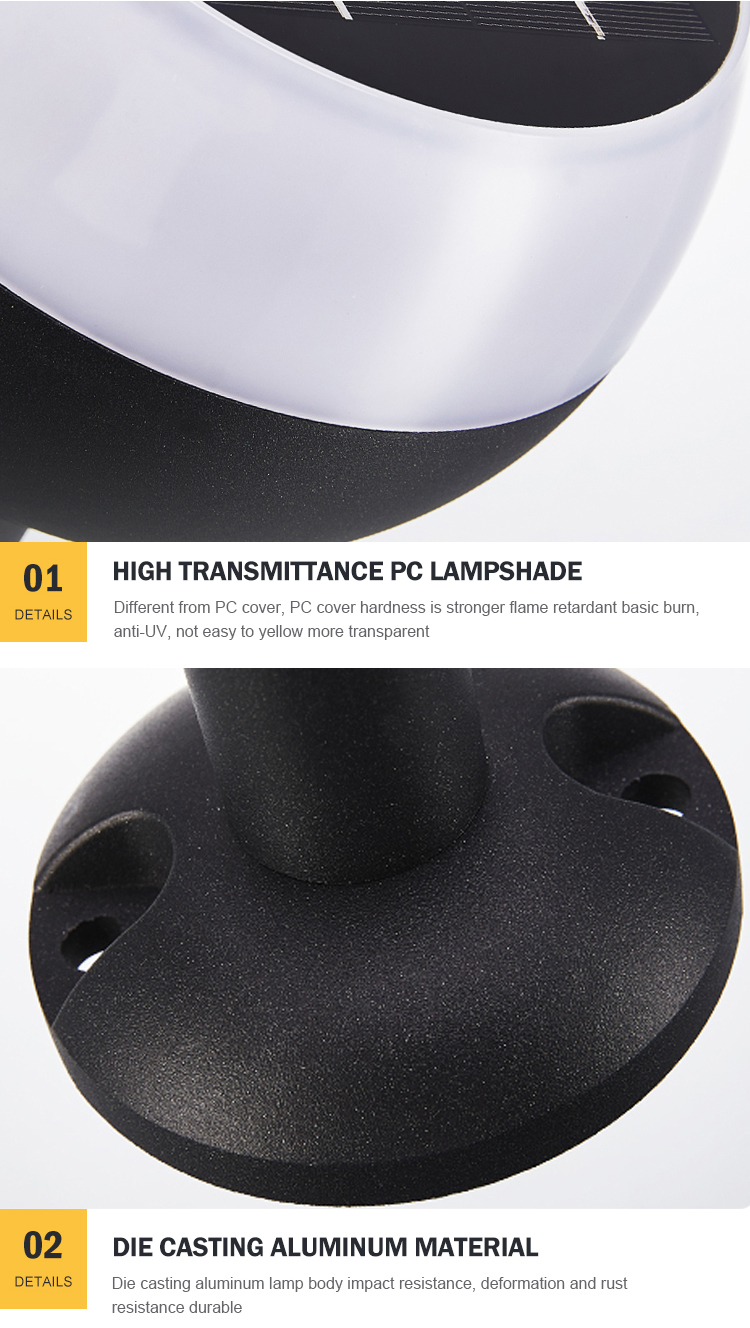 Yunduo Solar Gate Pillar Lights Post Main Gate Lamp Modern Outdoor Pillar Light