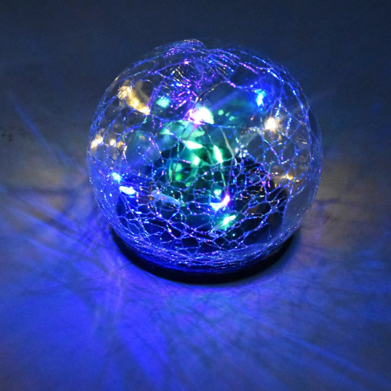 Solar LED Ground Plug Lamp Cracked Glass Design Waterproof Garden Ornament for Courtyard Decoration IP65 Rating for Lawn
