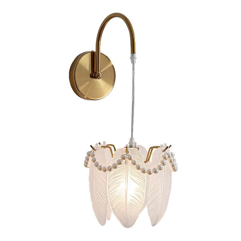 Gold Metal Wall Light With Glass Shade WL4700
