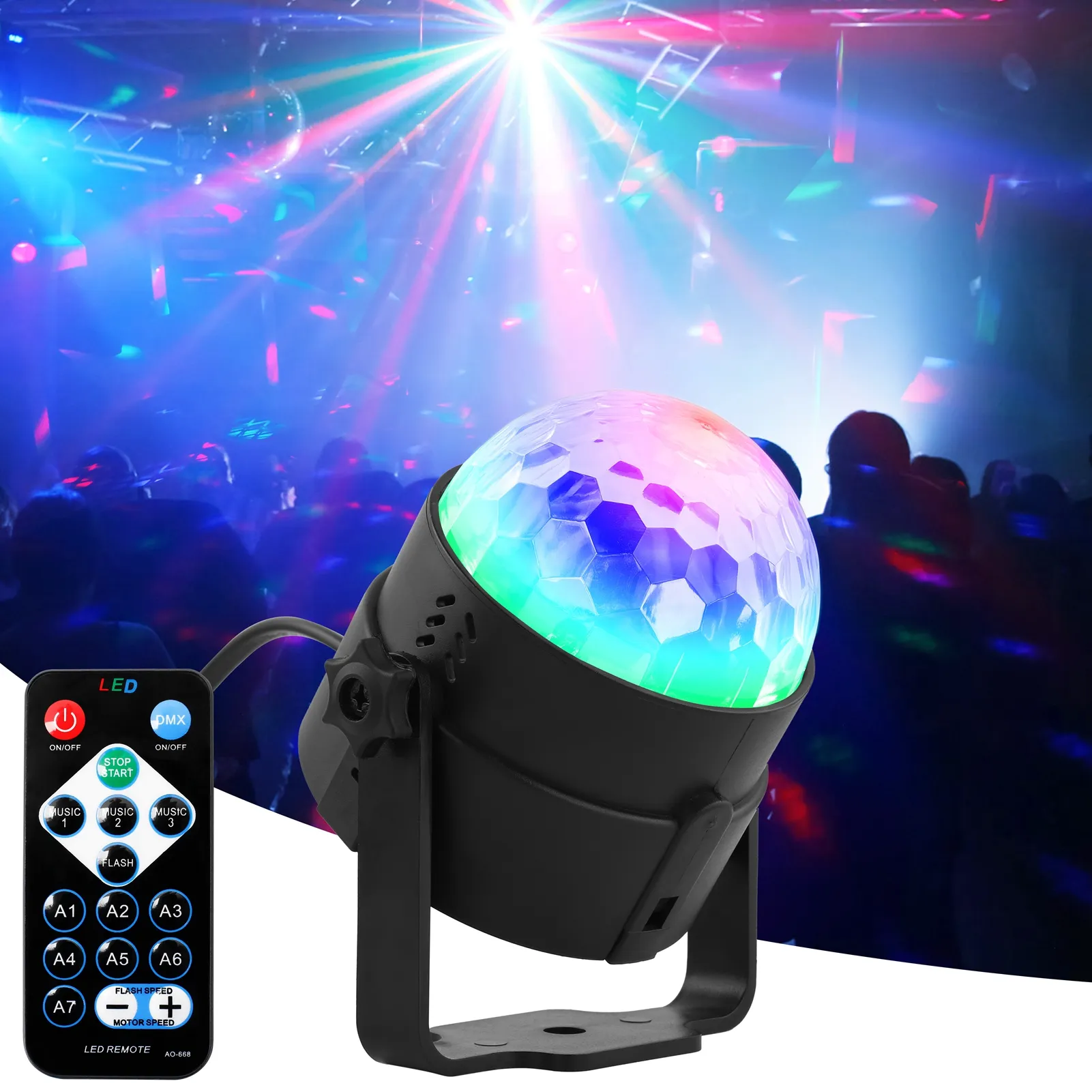 RGB LED Magic Ball Lamp 3 Beams Stage Disco Lighting DBL120picture2