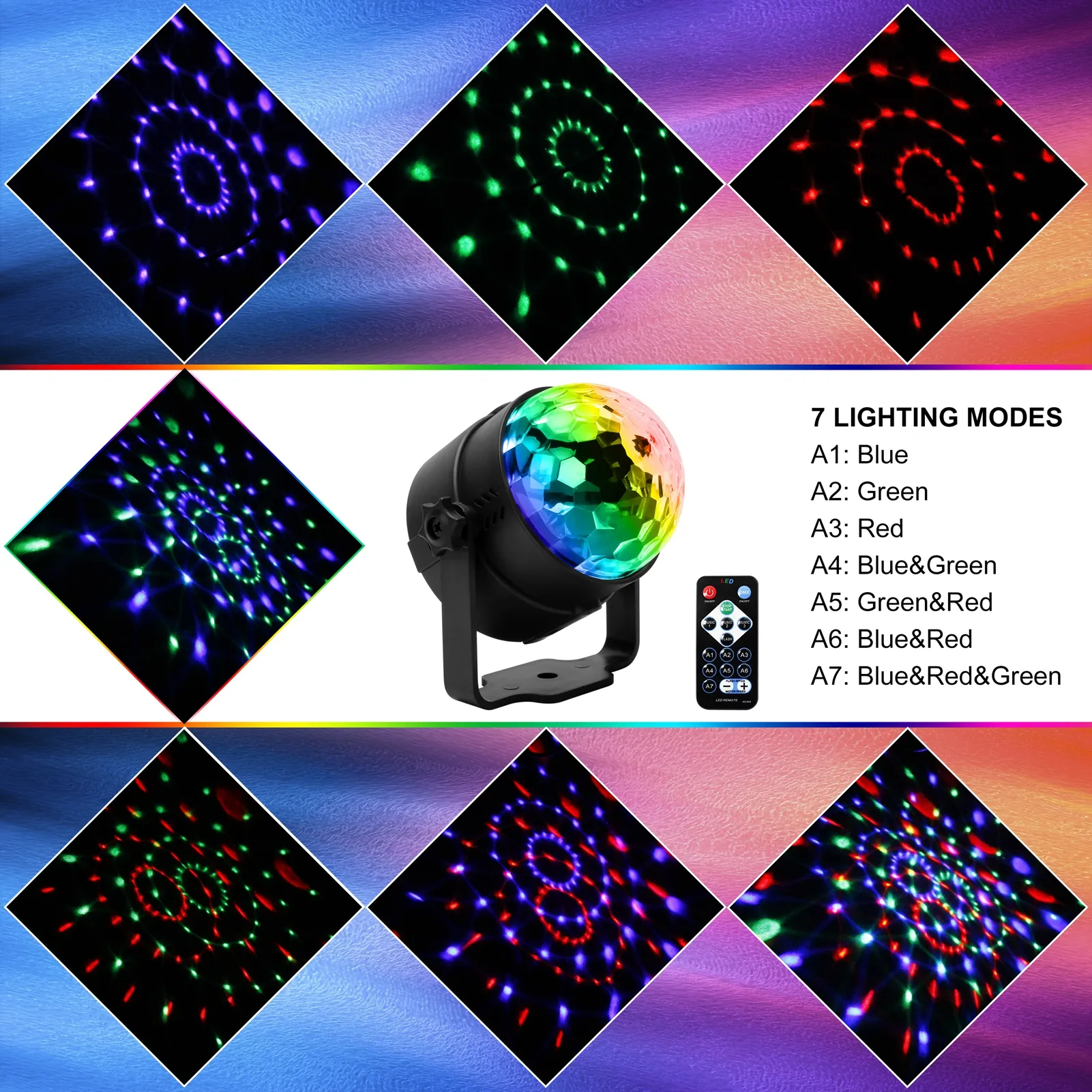 RGB LED Magic Ball Lamp 3 Beams Stage Disco Lighting DBL120picture4