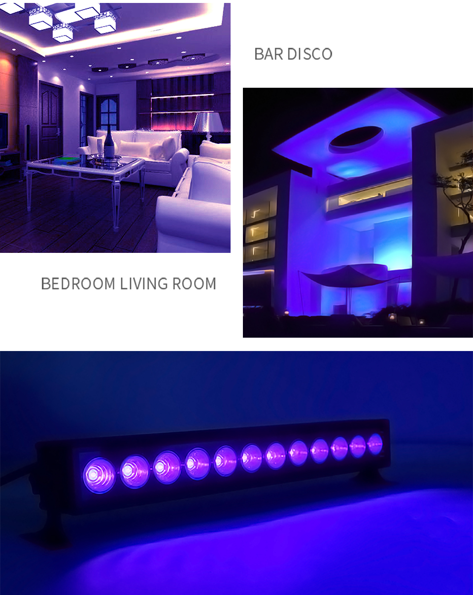 YSH 12 LED Disco UV Bar Lights Party Dj Lamp UV Color LED Wall Washer Lights for Christmas Laser Projector Stage Wall Washer