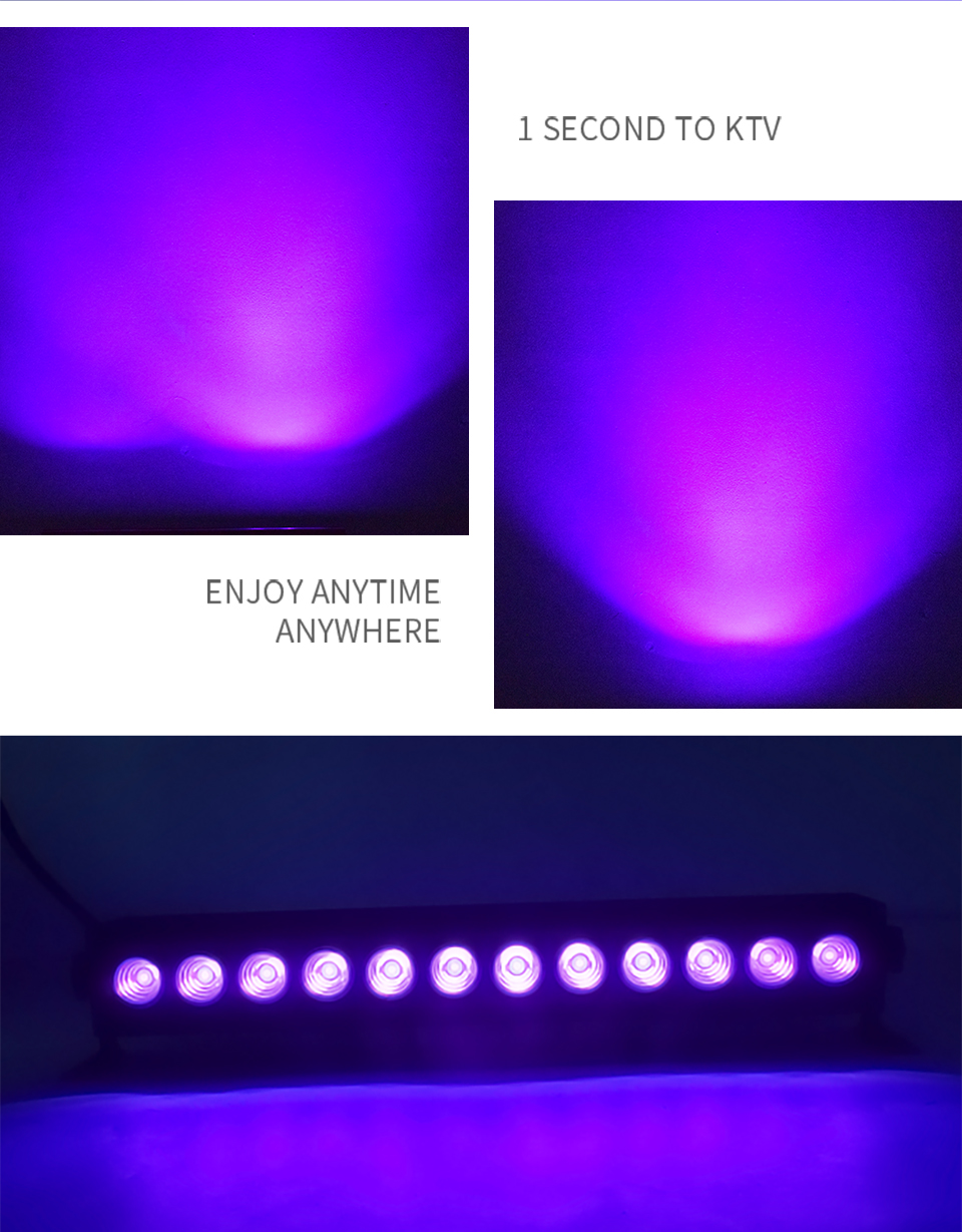 YSH 12 LED Disco UV Bar Lights Party Dj Lamp UV Color LED Wall Washer Lights for Christmas Laser Projector Stage Wall Washer