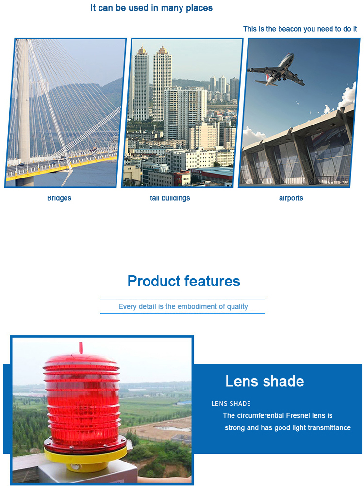Solar Beacon High Building Led Aircraft Warning Light Outdoor Wall Mounted Flashing Aviation Obstruction Lights for Tower