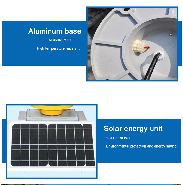 Solar Beacon High Building Led Aircraft Warning Light Outdoor Wall Mounted Flashing Aviation Obstruction Lights for Tower