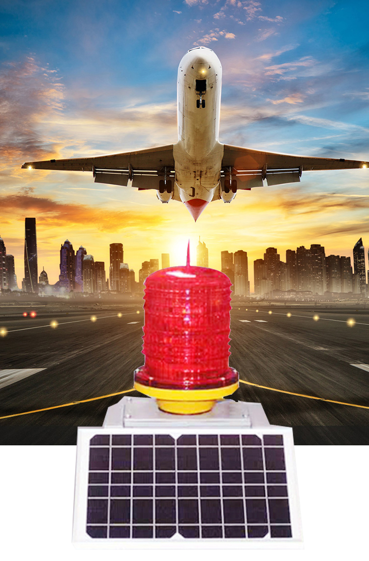 Solar Beacon High Building Led Aircraft Warning Light Outdoor Wall Mounted Flashing Aviation Obstruction Lights for Tower