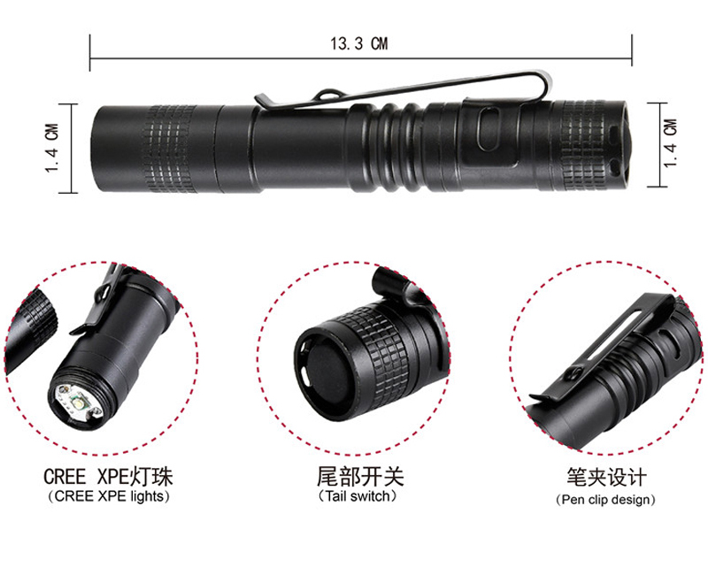 Customize Logo Mini Portable LED Flashlight Aluminum Alloy Flashlight 3 Modes Tactical Torch Hand Light Flashlight With Clip