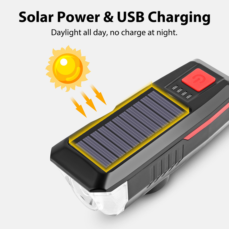 300 Lumens Waterproof Solar Rechargeable LED Bicycle Front Light BKE290picture3