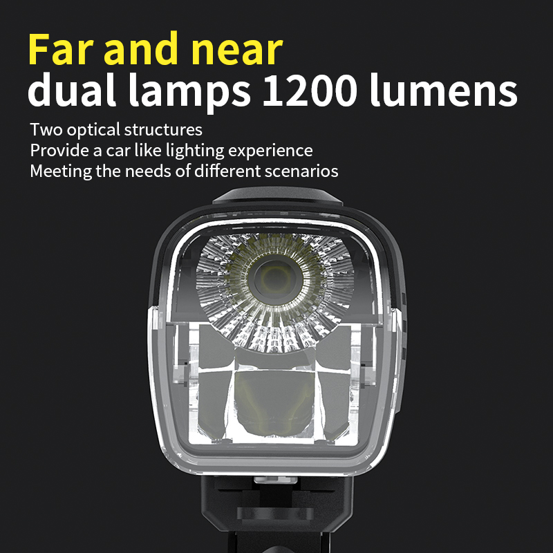 Dual Light Bicycle Headlight 1200 Lumens Rechargeable Bike Light BKE310picture5
