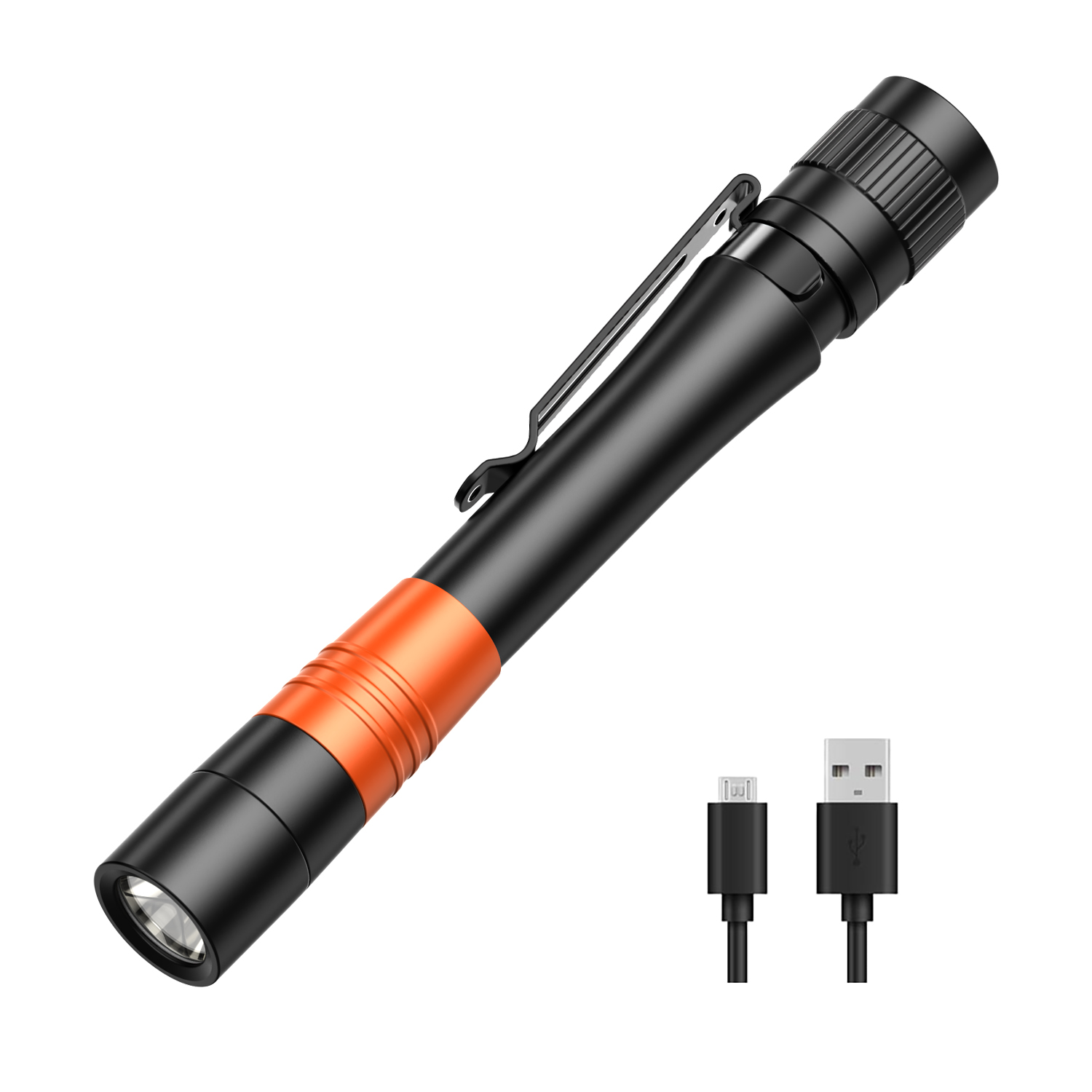750 Lumens Rechargeable LED Pen Light IP68 Pocket Clip Compact Flashlight FSH1020