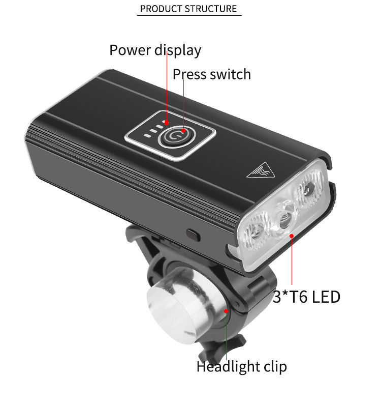 3*T6 Mountain Bike Cycle Head Light Rechargeable LED Bicycle Light BKE370picture5