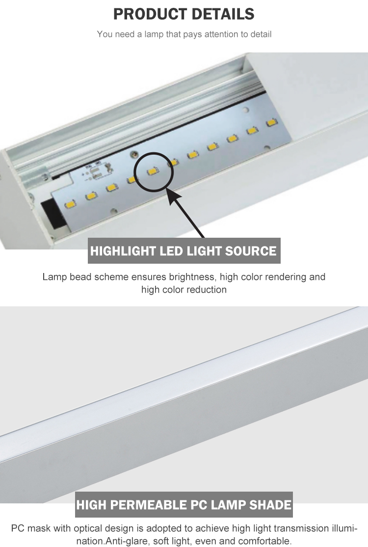 Commerical Lighting Supermarket Mall Garage Light Fixtures Suspended Mounted 30w 4ft Linear Led Batten Light