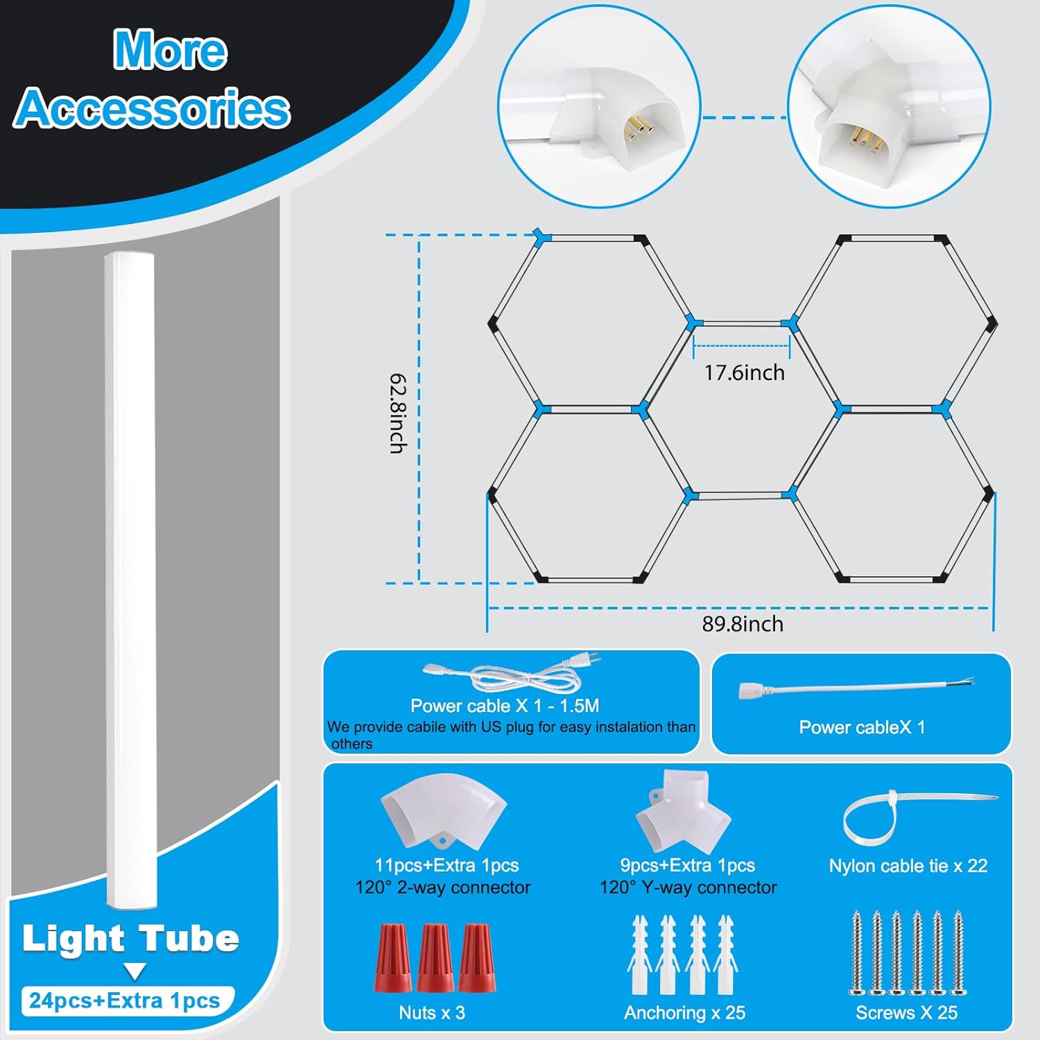 Hexagon Linkable Linear LED Garage Light for Car Wash Shops HEX160picture3