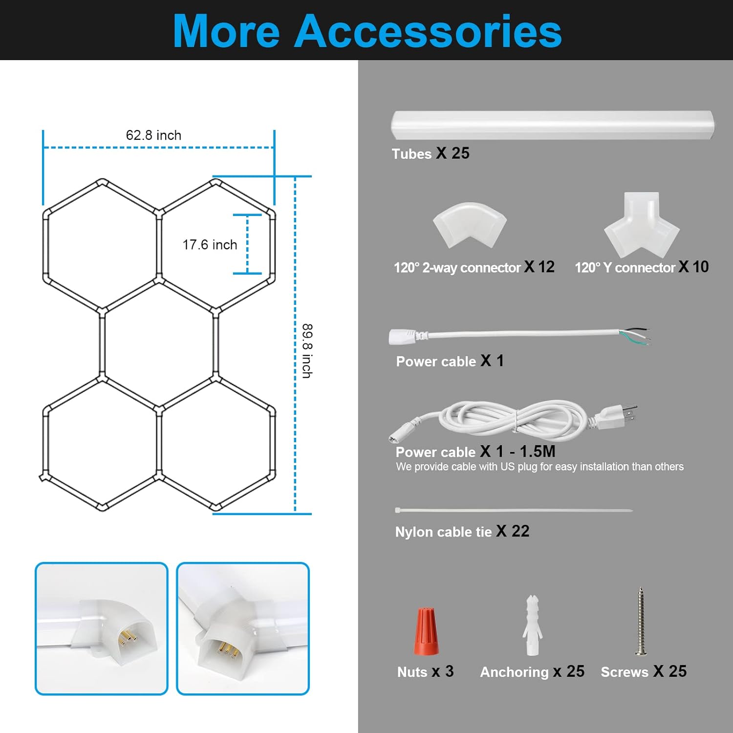 Hexagon Linkable Linear LED Garage Light for Car Wash Shops HEX160picture4