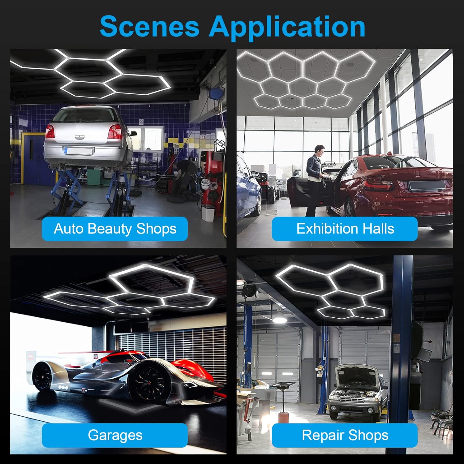 Hexagon Linkable Linear LED Garage Light for Car Wash Shops HEX160picture5