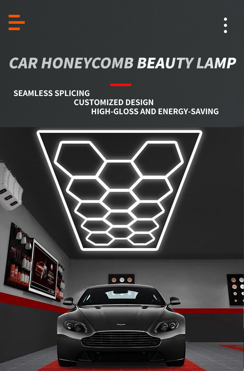 Super Bright 399W LED Hexagon Garage Lights 6500K 14 Hexagon Ho<i></i>neycomb Car Detailing Warehouse Workshop ba<i></i>sement Gym Lighting