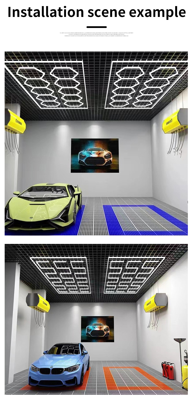 Super Bright 399W LED Hexagon Garage Lights 6500K 14 Hexagon Ho<i></i>neycomb Car Detailing Warehouse Workshop ba<i></i>sement Gym Lighting
