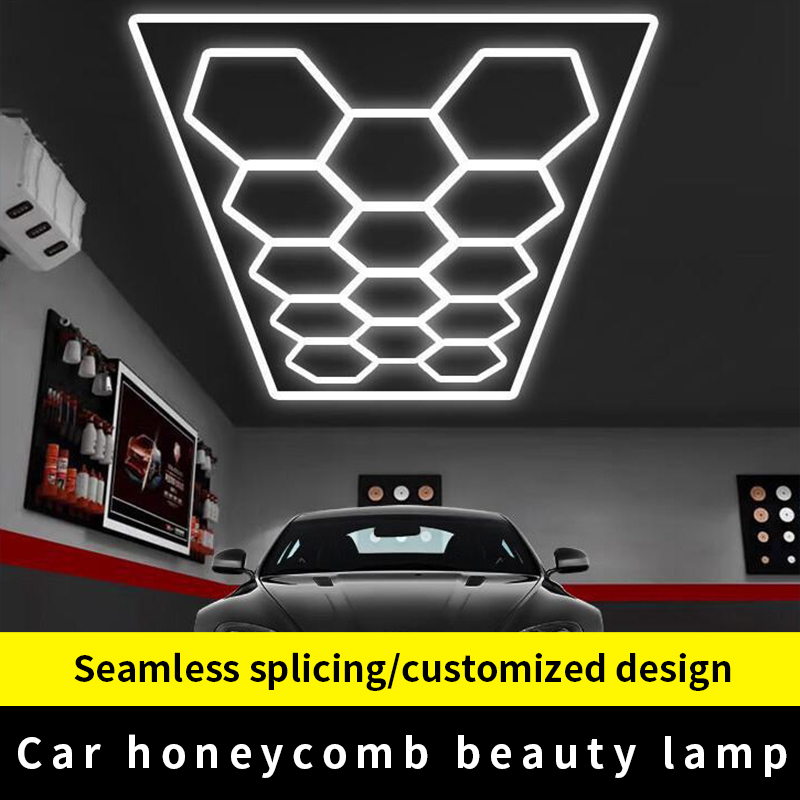 2025 Hot Selling Customized Garage Hex Hexago<i></i>nal Led Lights 672w Ho<i></i>neycomb Led Car Detailing Ceiling Light Car Workshop Light