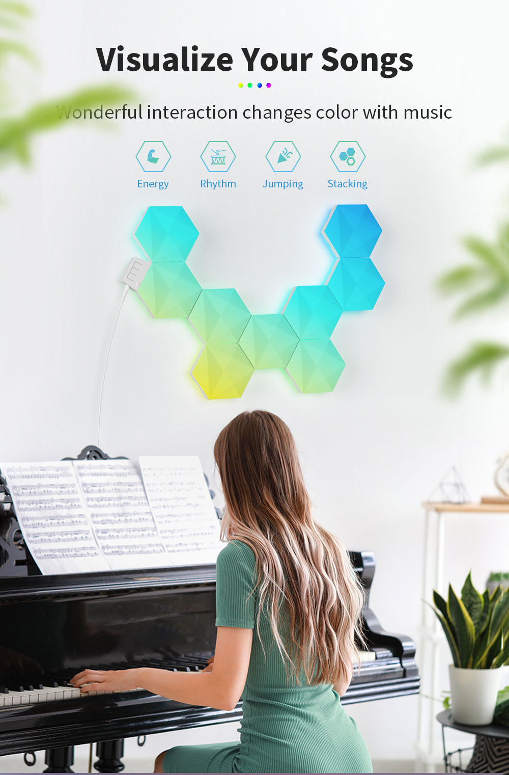 E-commerce Factory Wholesale Diy Smart Home Light IR App Co<i></i>ntrol Multi Color Rgb Magic Color Hexago<i></i>nal Wall Led Lights