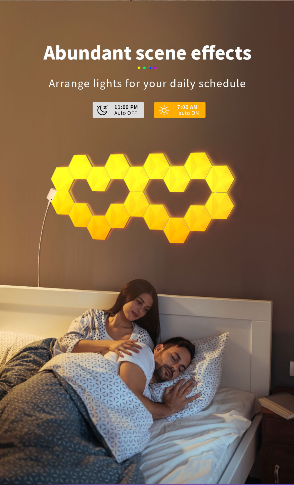 E-commerce Factory Wholesale Diy Smart Home Light IR App Co<i></i>ntrol Multi Color Rgb Magic Color Hexago<i></i>nal Wall Led Lights