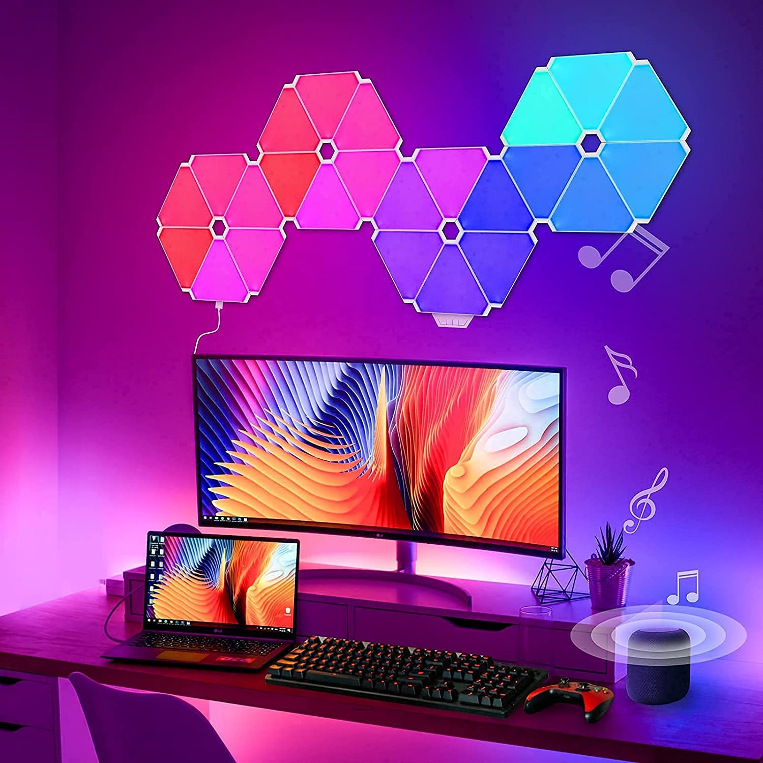 App Remote RGBIC Music Triangle LED Panel Wall Lamp HEX220picture4