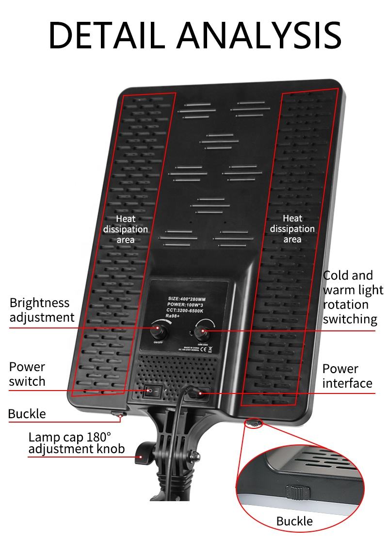 19-inch Full-screen 2.4G Studio Dimmable Video Light LED Video Light PHT210picture3