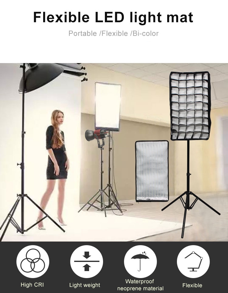 Dimmable Bi-color Flexible Soft Light Mat Photographic Lighting LED Video Light