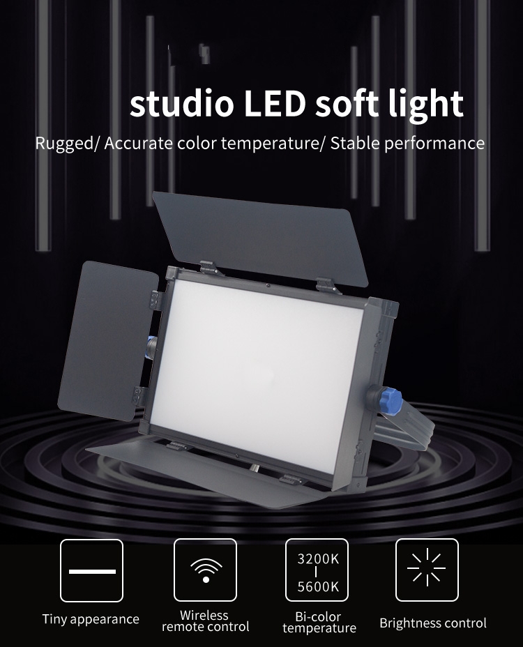 Videography Equipment DMX/ Remote LED Studio Panel Light with Barndoor