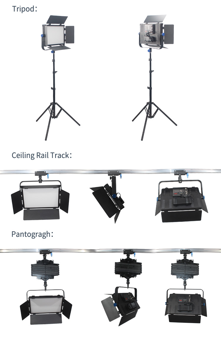 Videography Equipment DMX/ Remote LED Studio Panel Light with Barndoor