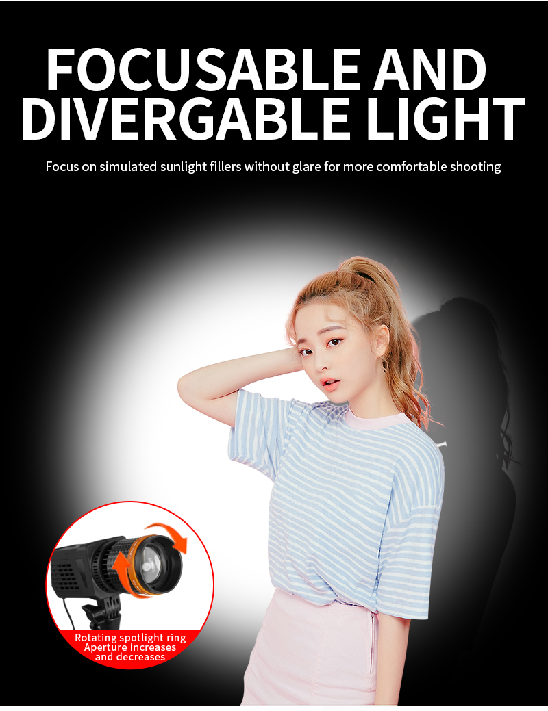 40W COB Spotlight Compact Focusing Video LED Fill Light for Live Streaming and Portraits