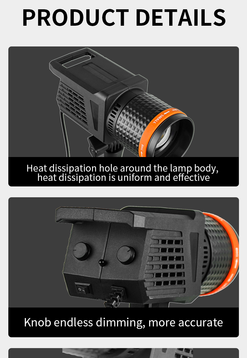 40W COB Spotlight Compact Focusing Video LED Fill Light for Live Streaming and Portraits