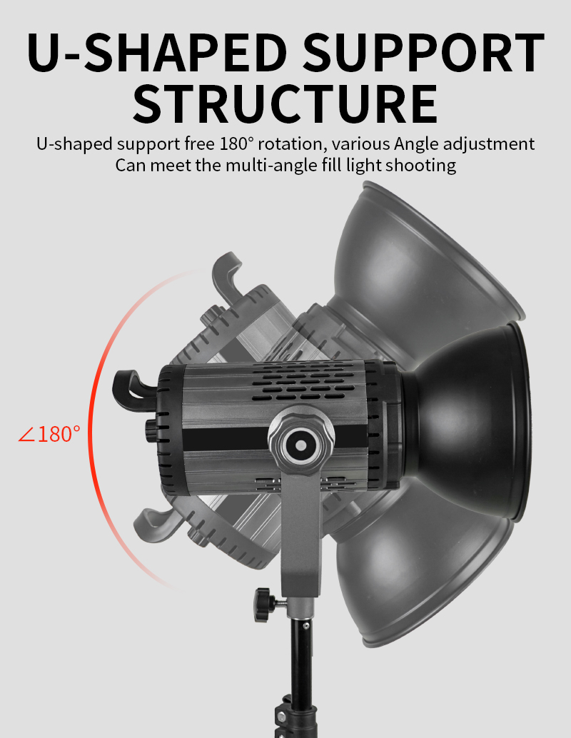 250W COB Studio Video Light Equipment With U-shaped Bracket for Video and Photography